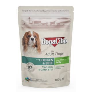  BONACIBO POUCH - WET ADULT DOG FOOD - CHICKEN & BEEF 100g